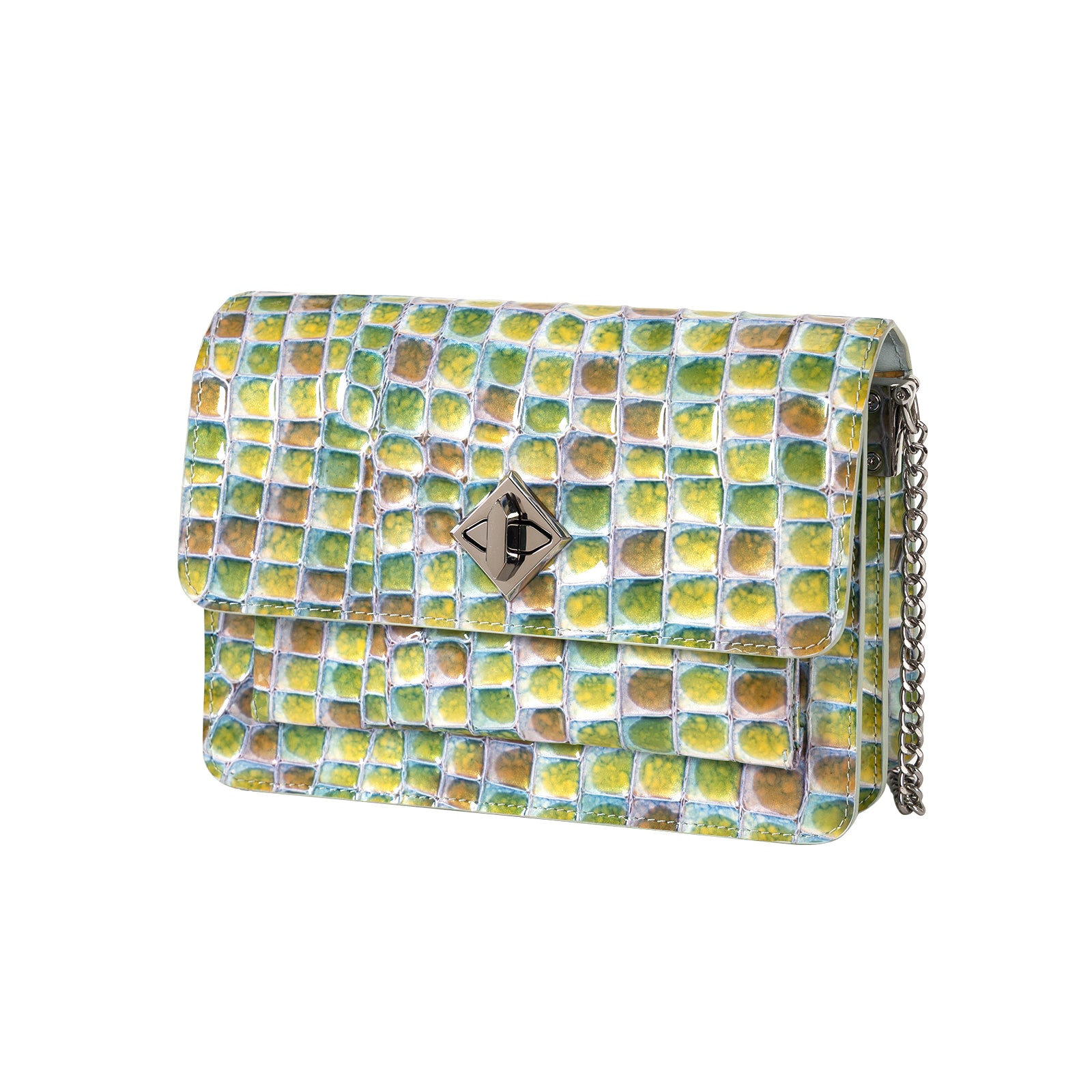 Italian Imported Glossy Croc-Embossed Leather Shoulder Bag Women Crossbody Bag