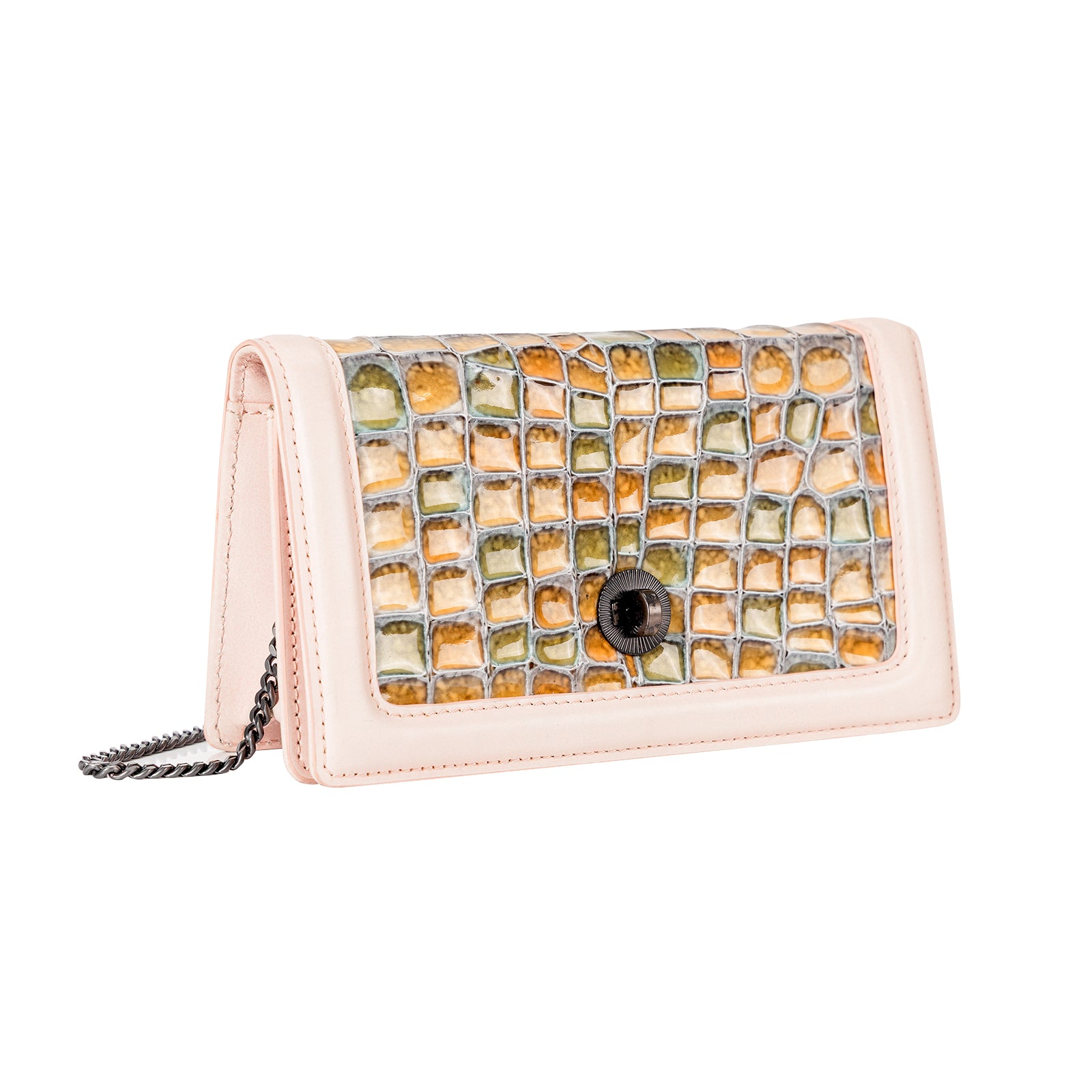 Italian Imported Glossy Croc-Embossed Leather Chain Bag Women Crossbody Bag