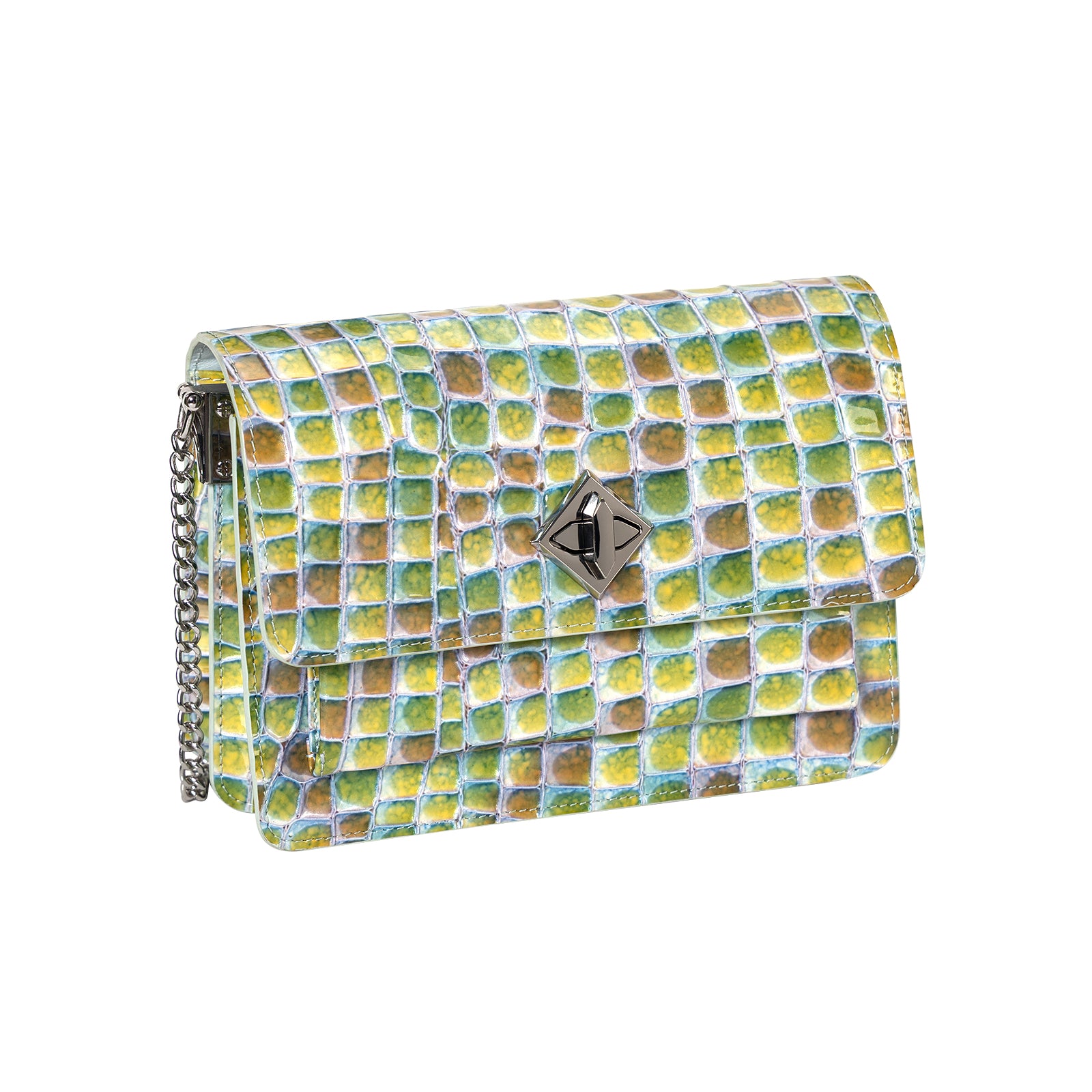 Italian Imported Glossy Croc-Embossed Leather Shoulder Bag Women Crossbody Bag