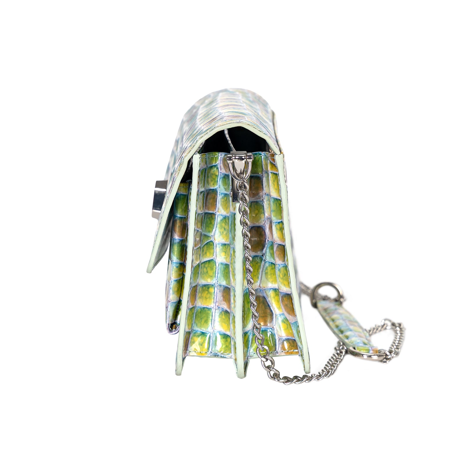 Italian Imported Glossy Croc-Embossed Leather Shoulder Bag Women Crossbody Bag