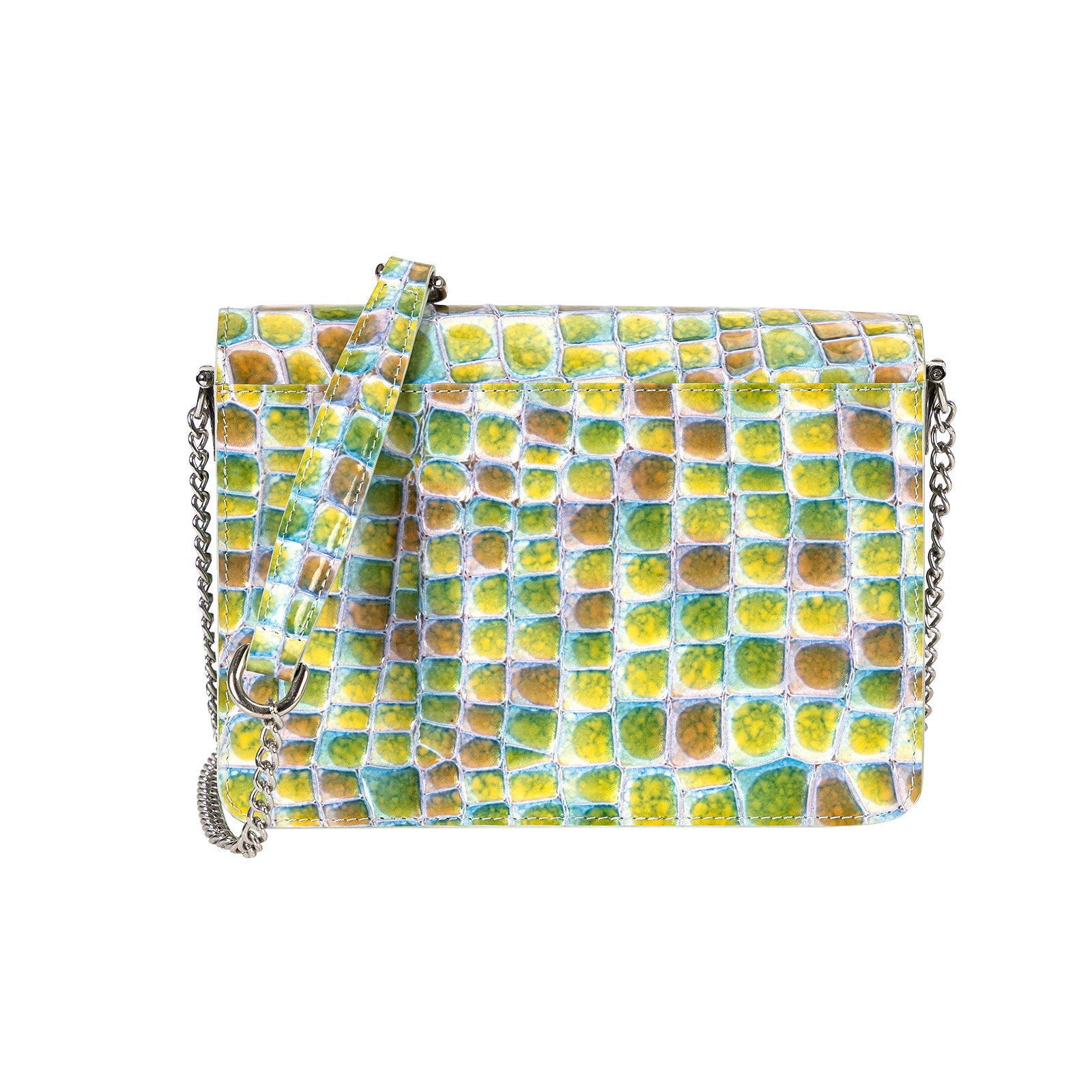 Italian Imported Glossy Croc-Embossed Leather Shoulder Bag Women Crossbody Bag