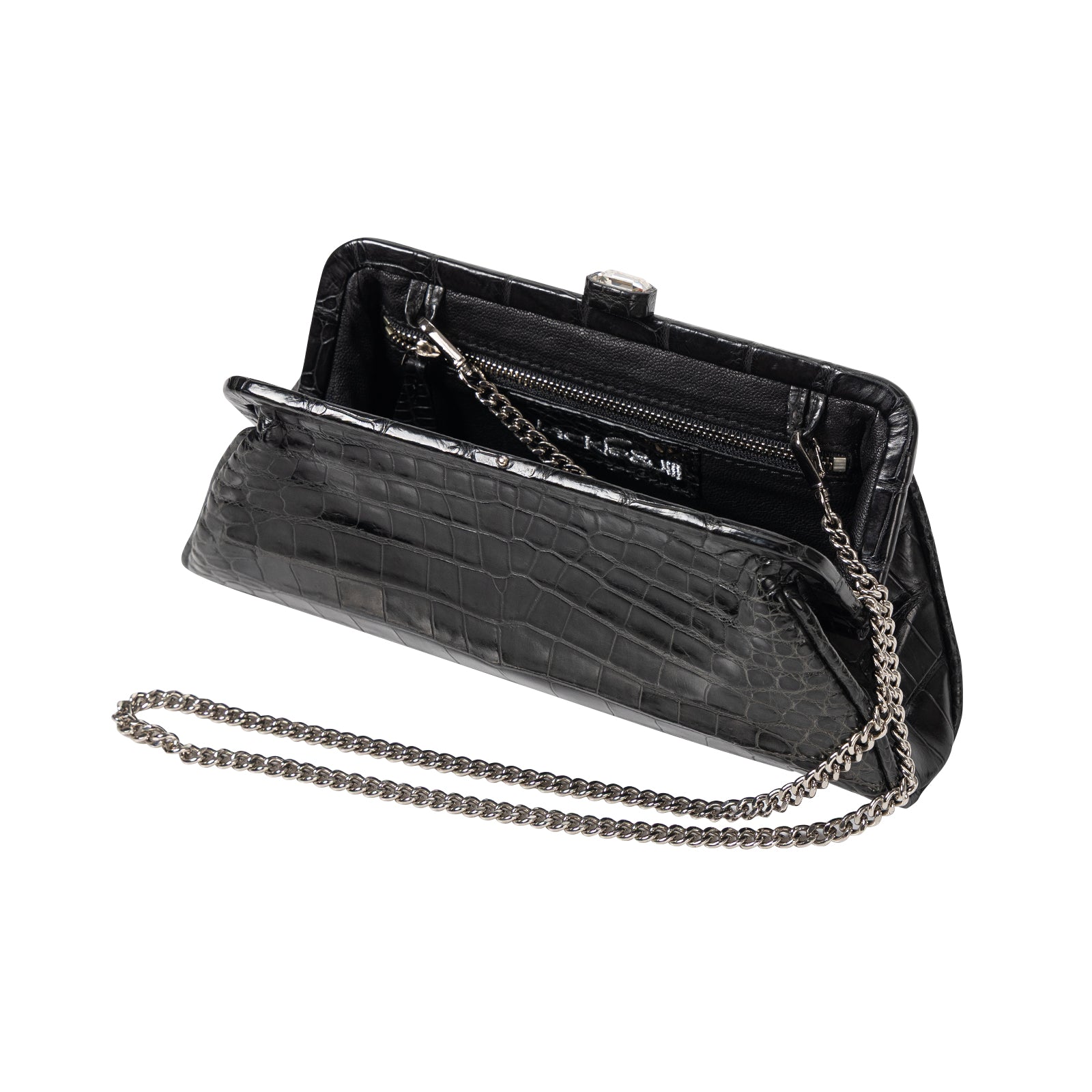 Cro-Embossed Top Layer Cowhide Leather Clutch Bag Women Evening Bag