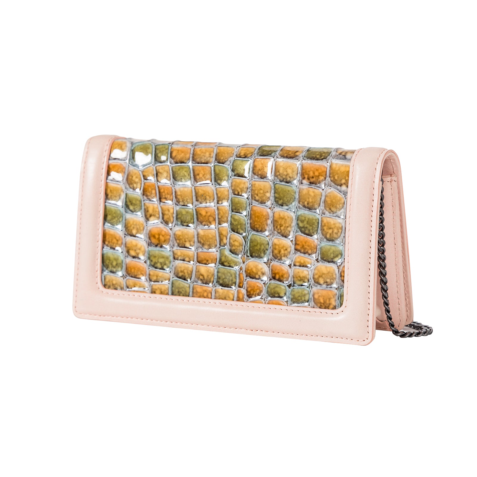 Italian Imported Glossy Croc-Embossed Leather Chain Bag Women Crossbody Bag