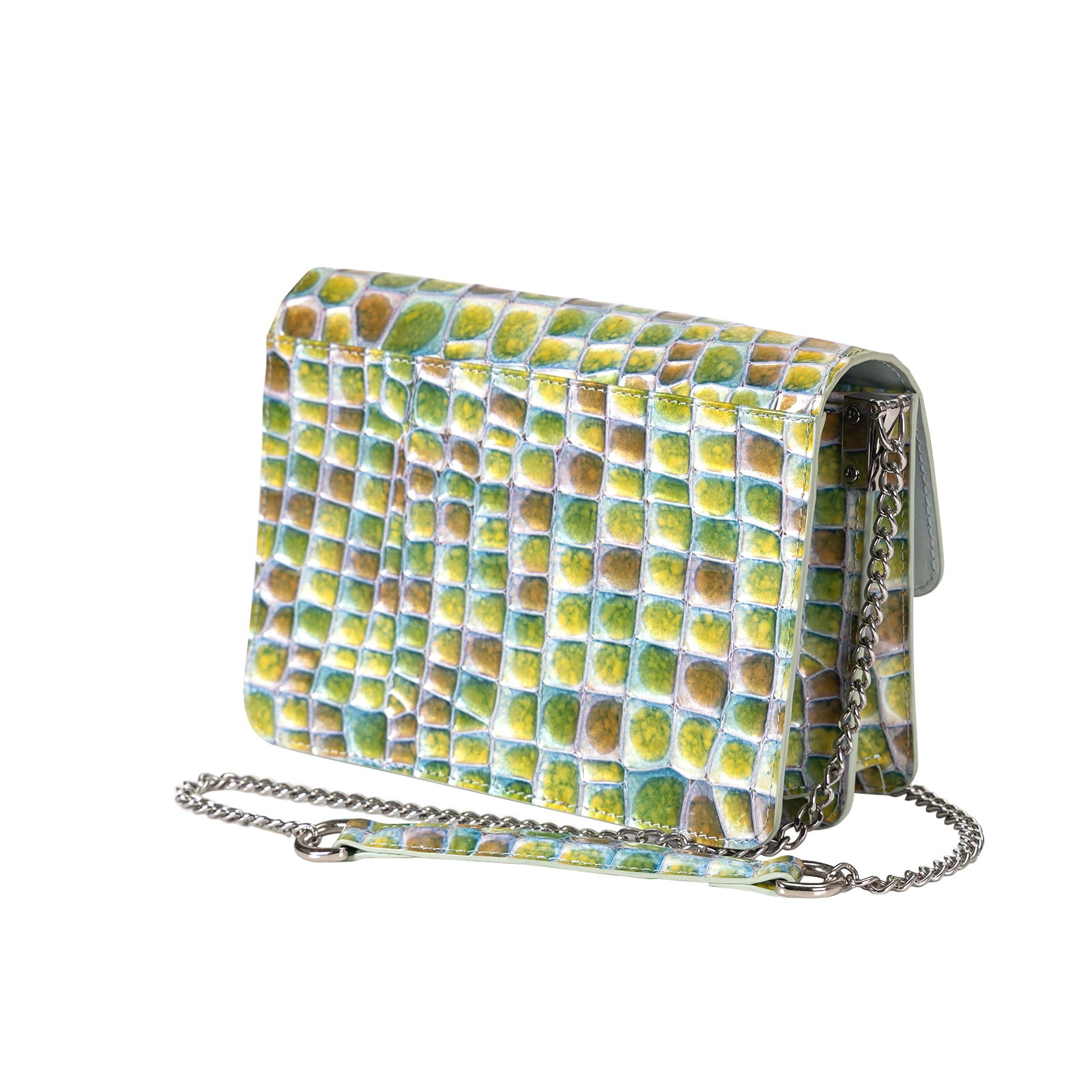 Italian Imported Glossy Croc-Embossed Leather Shoulder Bag Women Crossbody Bag