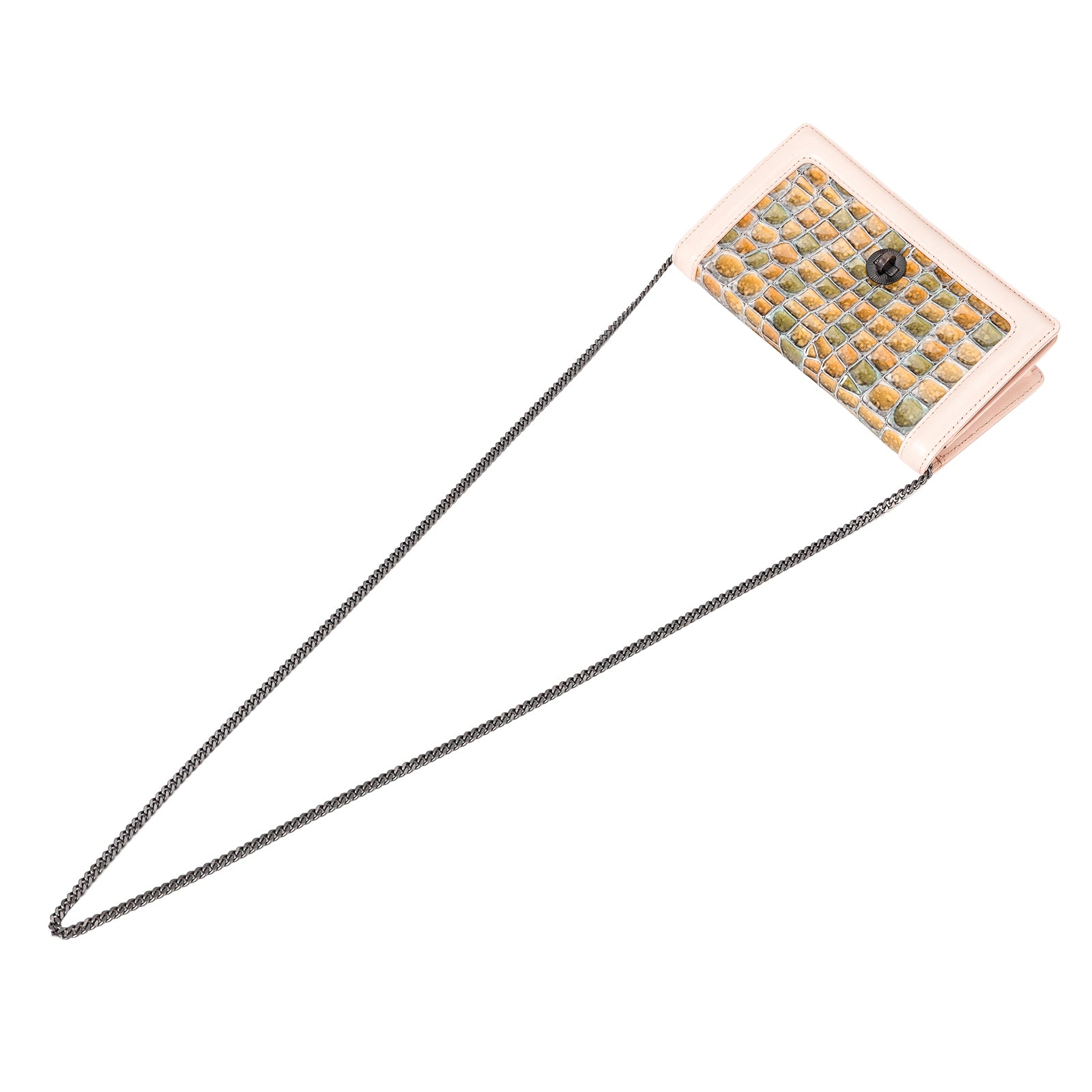 Italian Imported Glossy Croc-Embossed Leather Chain Bag Women Crossbody Bag