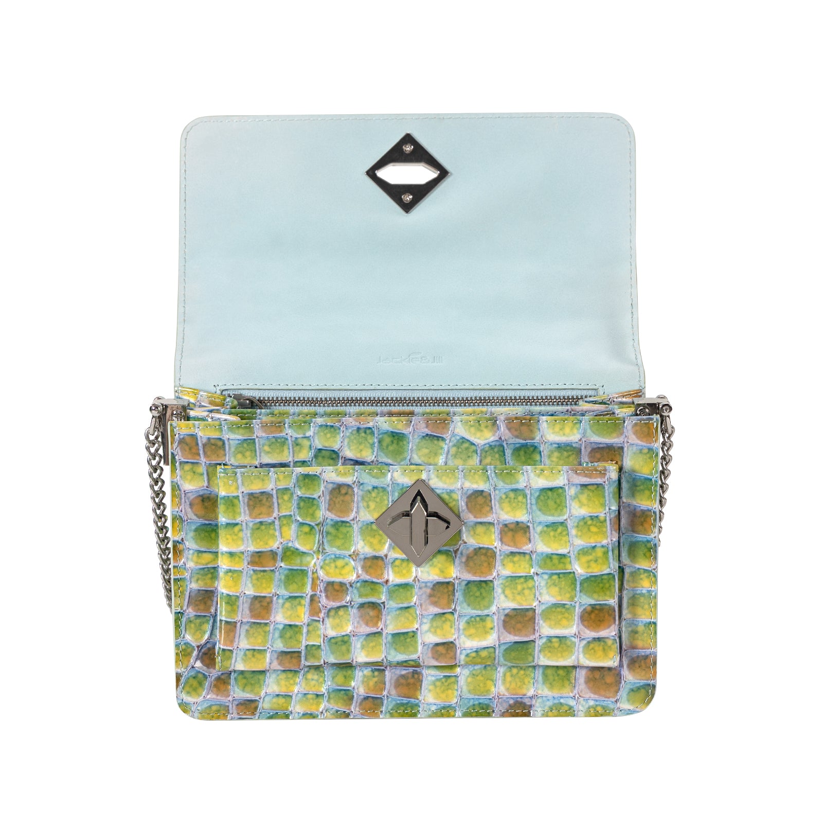 Italian Imported Glossy Croc-Embossed Leather Shoulder Bag Women Crossbody Bag