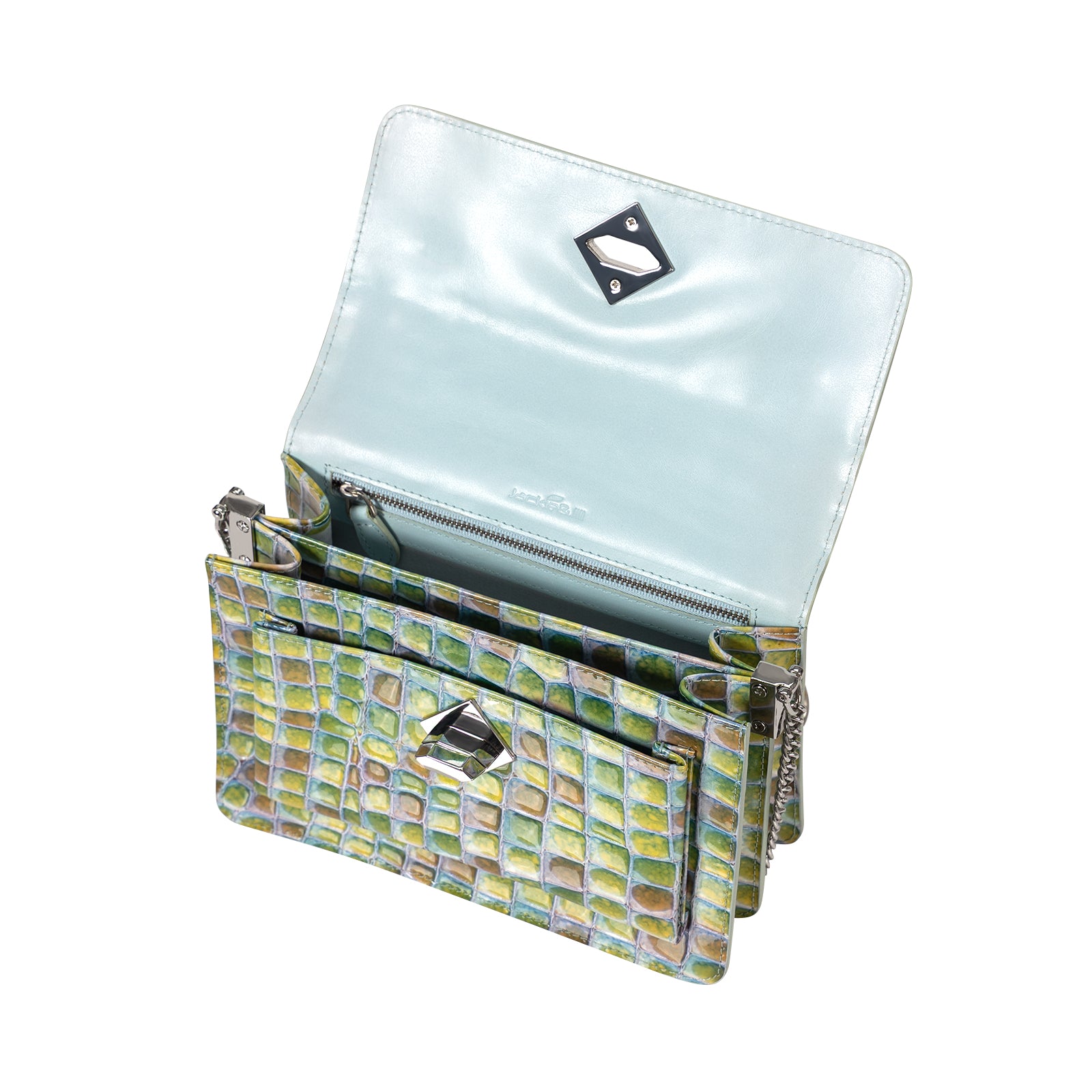 Italian Imported Glossy Croc-Embossed Leather Shoulder Bag Women Crossbody Bag