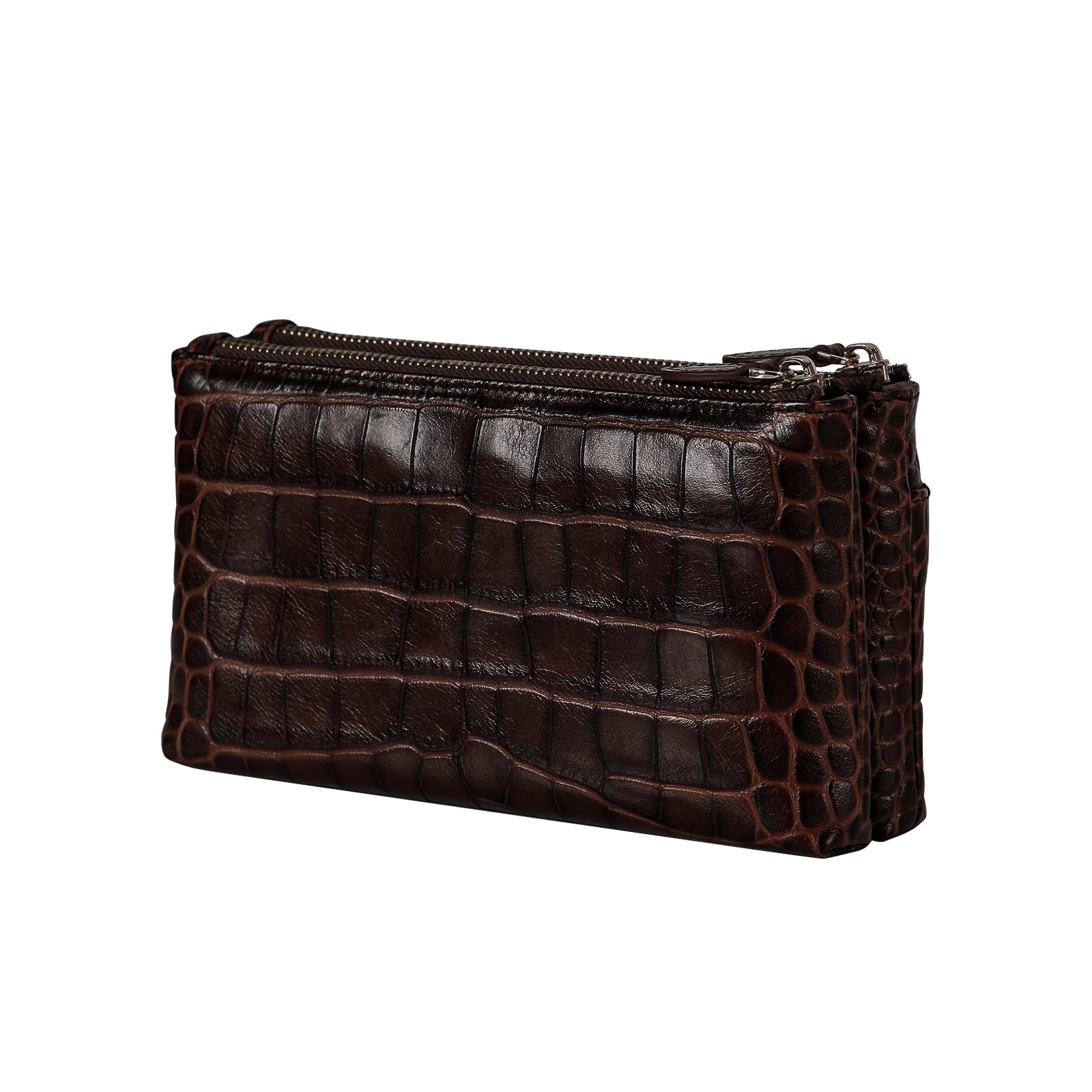 Cro-Embossed Cowhide Leather Clutch Bag Women Leather Purse