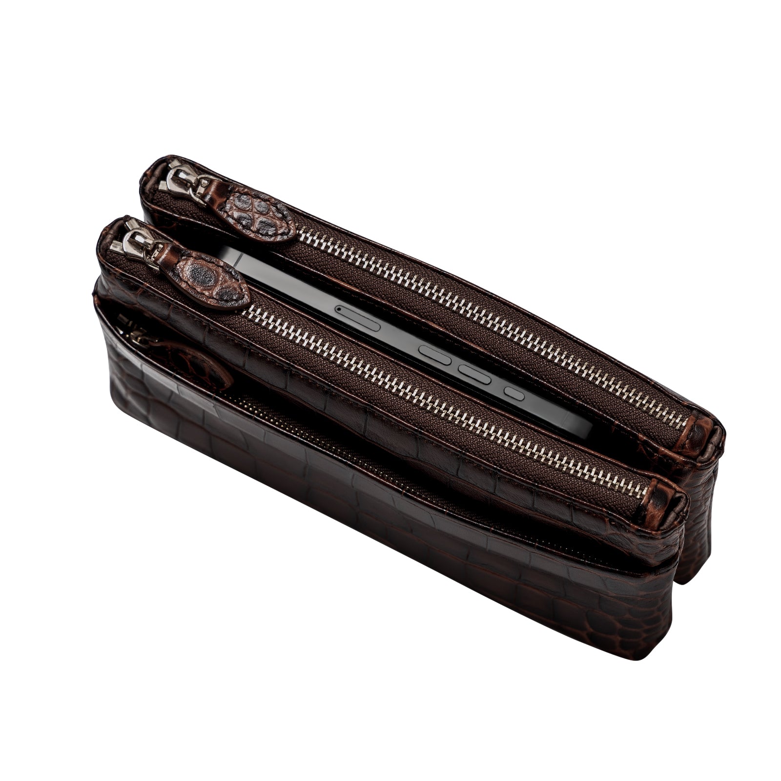 Cro-Embossed Cowhide Leather Clutch Bag Women Leather Purse