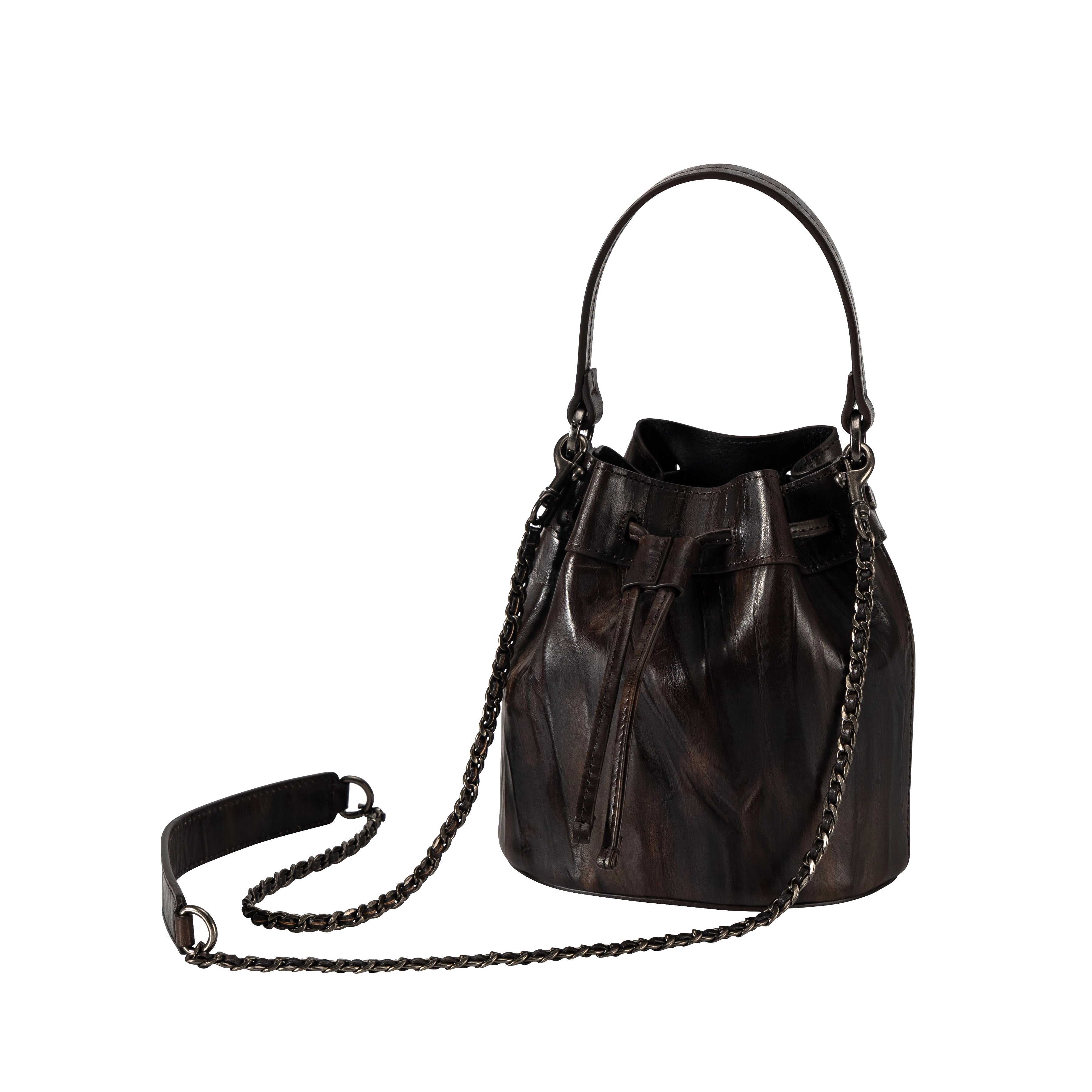 women's genuine leather bucket bag