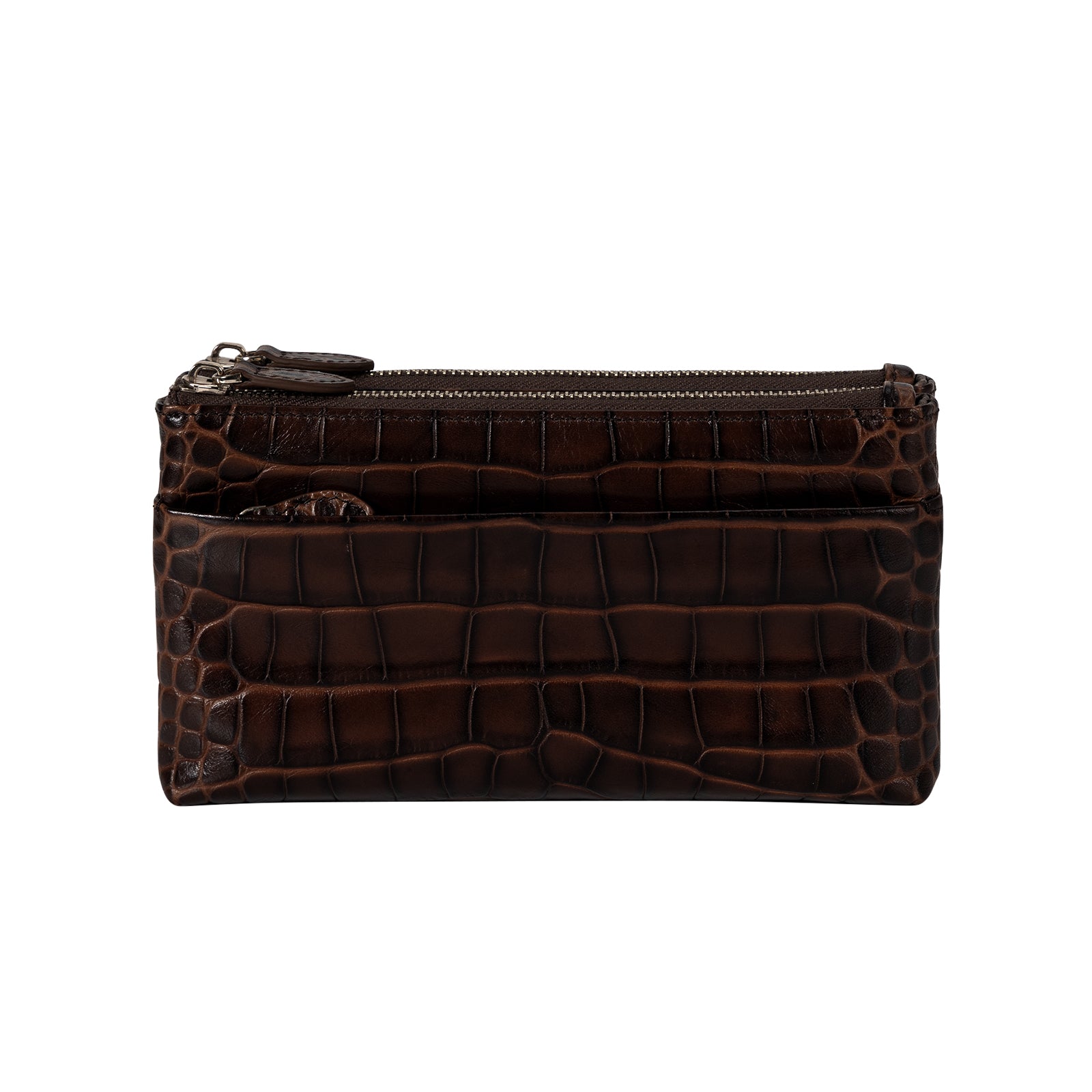 Cro-Embossed Cowhide Leather Clutch Bag Women Leather Purse